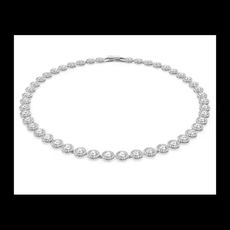 SWAROVSKI - Collana Tennis Una Angelic Taglio Round, Bianca, Placcato rodio