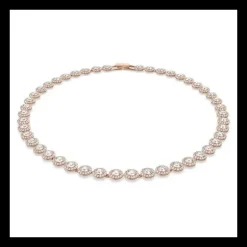 Swarovski Collana Tennis Una Angelic Taglio Round, Bianca, Placcato color oro rosa