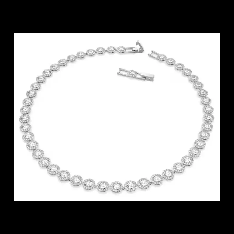 SWAROVSKI - Collana Tennis Una Angelic Taglio Round, Bianca, Placcato rodio