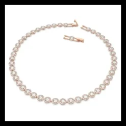 Swarovski Collana Tennis Una Angelic Taglio Round, Bianca, Placcato color oro rosa