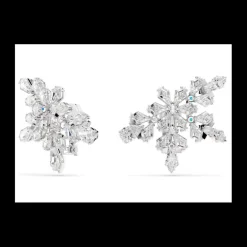 SWAROVSKI - Orecchini a clip Idyllia Taglio misto, Mezzo fiocco di neve, Bianchi, Placcato rodio