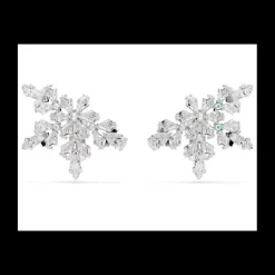 SWAROVSKI - Orecchini a clip Idyllia Taglio misto, Mezzo fiocco di neve, Bianchi, Placcato rodio