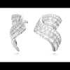 Swarovski - Orecchini a lobo Hyperbola Zirconia a zero emissioni di carbonio, Taglio misto, Bianchi, Placcato rodio