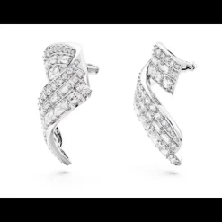 Swarovski - Orecchini a lobo Hyperbola Zirconia a zero emissioni di carbonio, Taglio misto, Bianchi, Placcato rodio