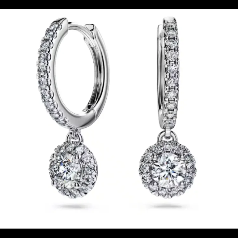 SWAROVSKI - Orecchini pendenti Eternity Taglio Round, Oro bianco