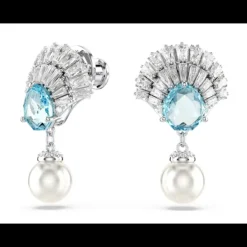 Swarovski - Orecchini pendenti Idyllia Conchiglia, Blu, Placcato rodio