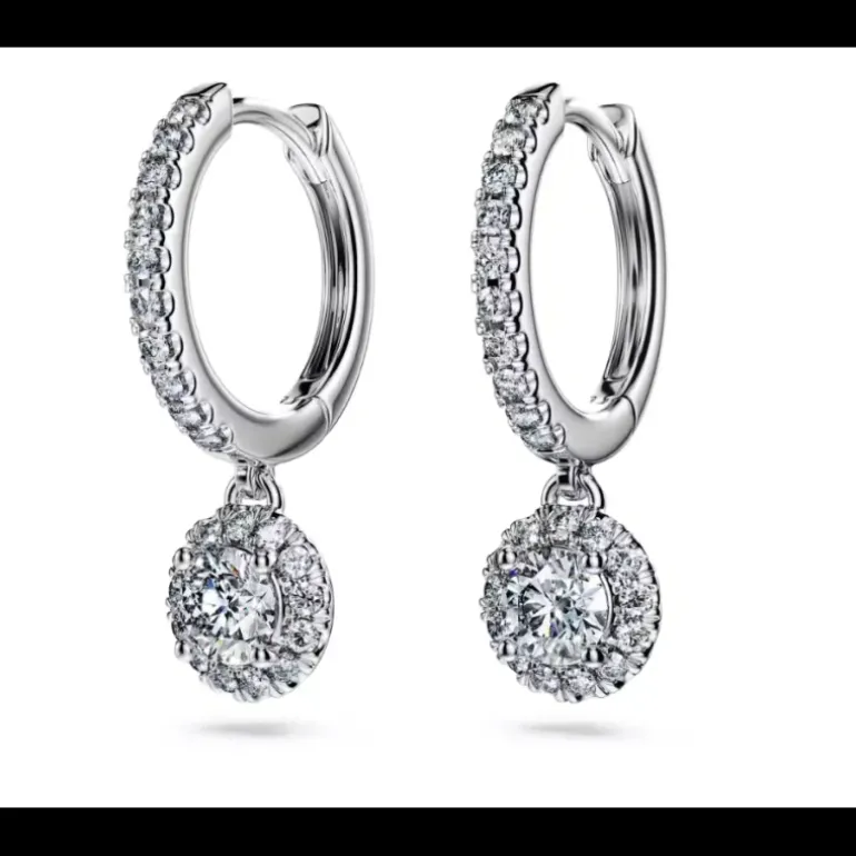 SWAROVSKI - Orecchini pendenti Eternity Taglio Round, Oro bianco