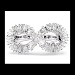 Swarovski- Anello cocktail Hyperbola, Infinito, Bianco, Placcato rodio