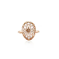 Tsars collection - ANELLO ARGENTO ROSA CON AGATA BIANCA