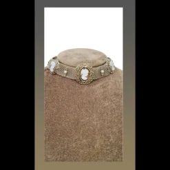 VINTAGE BIJOUX - Choker con 5 inserti in cammeo e perle