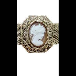 VINTAGE BIJOUX - Choker con 5 inserti in cammeo e perle