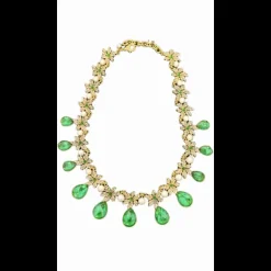 VINTAGE BIJOUX - COLLANA GIROCOLLO CON GOCCIE VERDI E PERLE