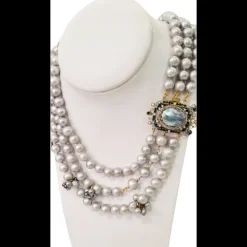 VINTAGE BIJOUX - Collana multifilo perla grigia