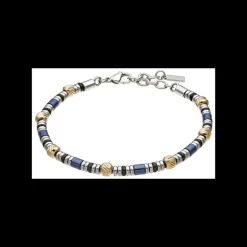 Zancan - Bracciale Uomo Acciaio con bulles blu e rigate laminate oro rosa