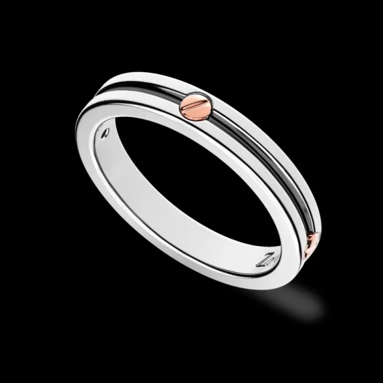 Zancan Anello a fede Zancan in argento con vite in oro rosa.