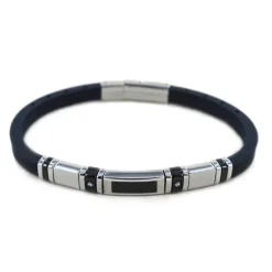 Zancan Bracciale da uomo in acciaio e caucciu'