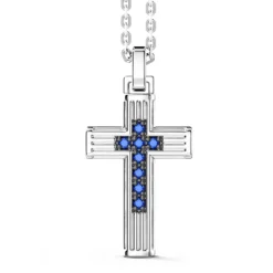 Zancan - Collana in argento con pendente a croce e spinelli blu
