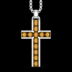 Zancan Collana in argento con pendente a croce e pietre naturali.